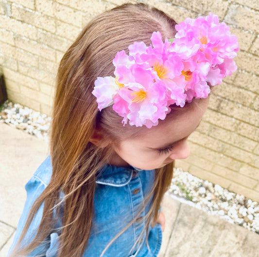 Faux Flower Crown Girls Headband Pink Floral Headpiece Artificial Flower Headband Flower Girl Headband Festival Crown for Girl