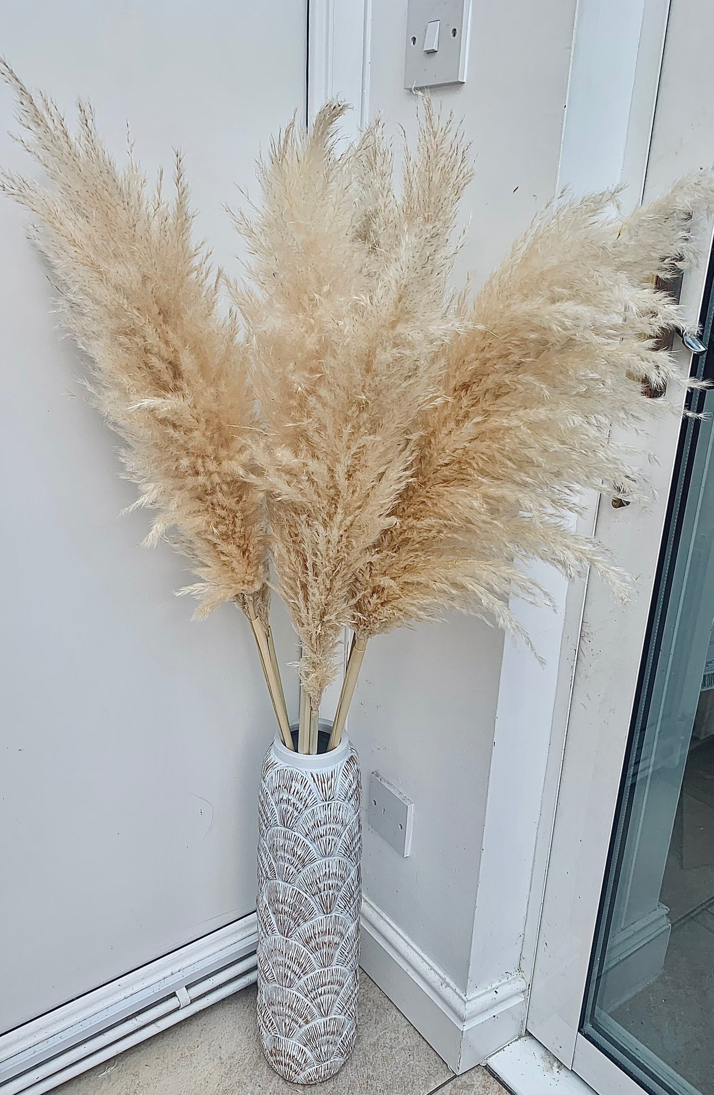 Fluffy dried pampas grass 60cm 80cm 100cm 120cm 140cm pampas stem, light cream/beige, pampass grass arrangement , tall pampas /