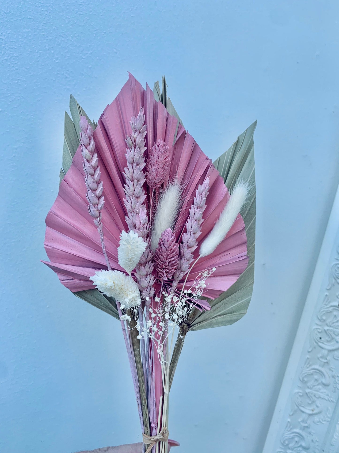 Palm Dried Flowers Bouquet Cake Topper/ Pink Natural Colour / dried flower cake topper / palm spear