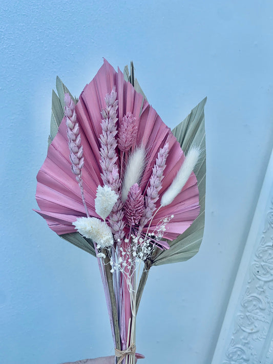 Palm Dried Flowers Bouquet Cake Topper/ Pink Natural Colour / dried flower cake topper / palm spear