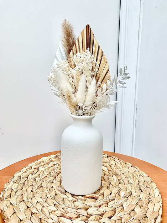 Palm Dried Flowers Bouquet Cake Topper White/ Gold / dried flower cake topper / Valentines Bouquet