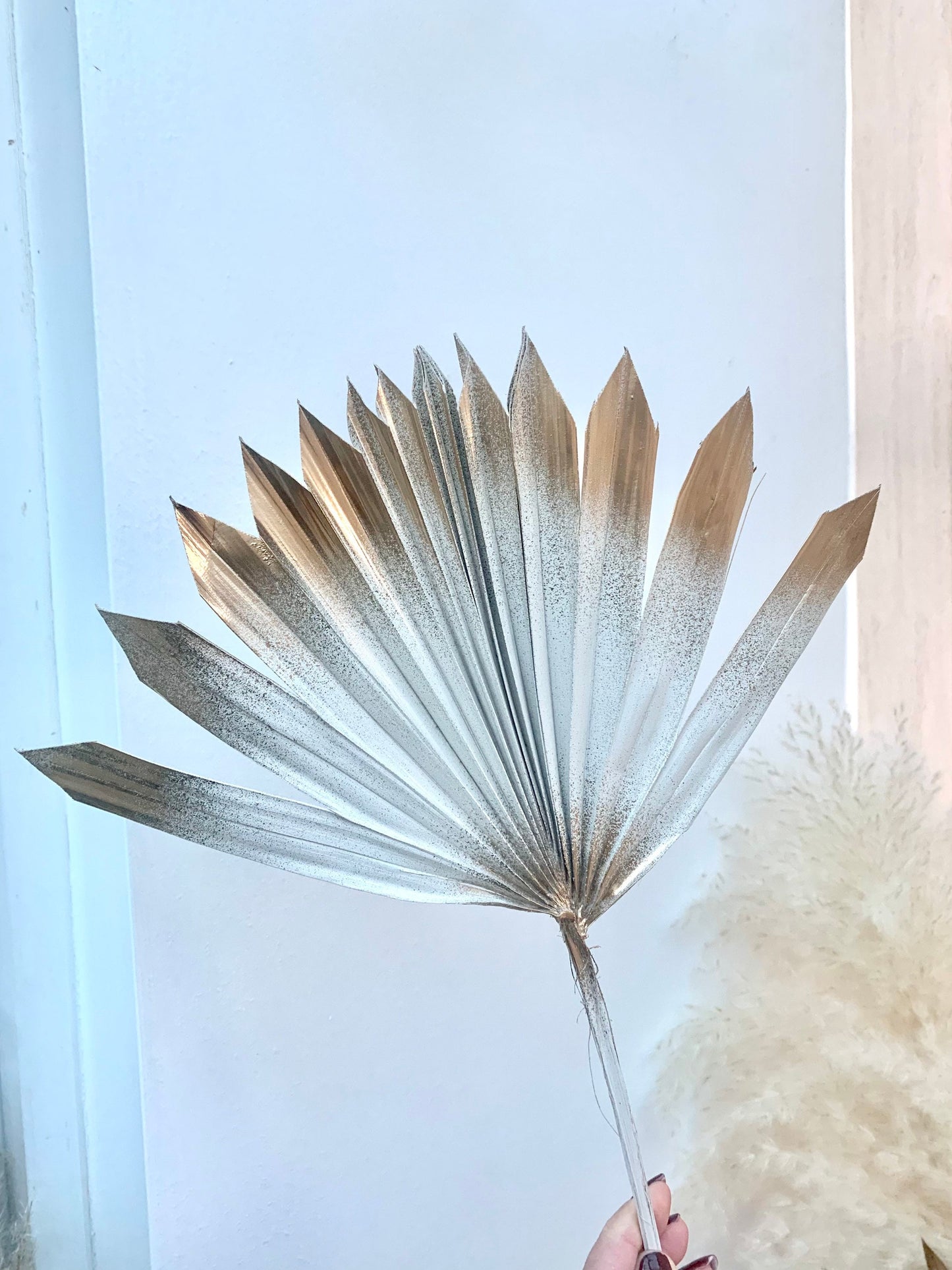 White and gold sun palm leaf / palm leaves/ palm spears / cake topper / palm cake topper