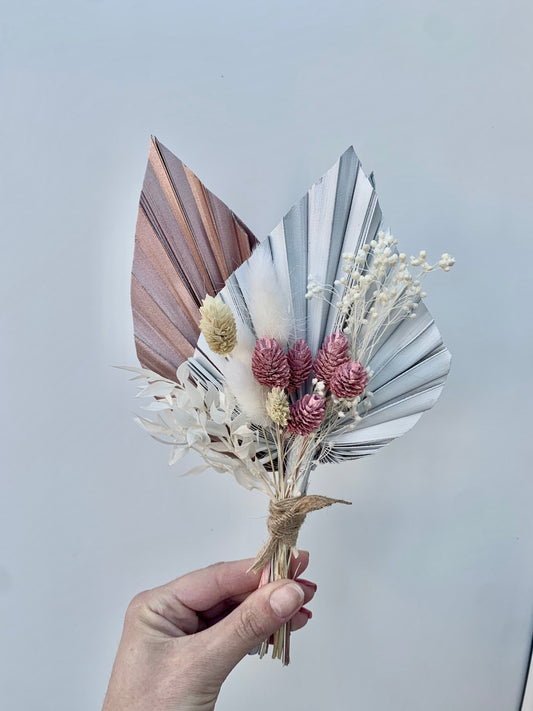 Palm Dried Flowers Bouquet Cake Topper/ Rose gold palm / white palm