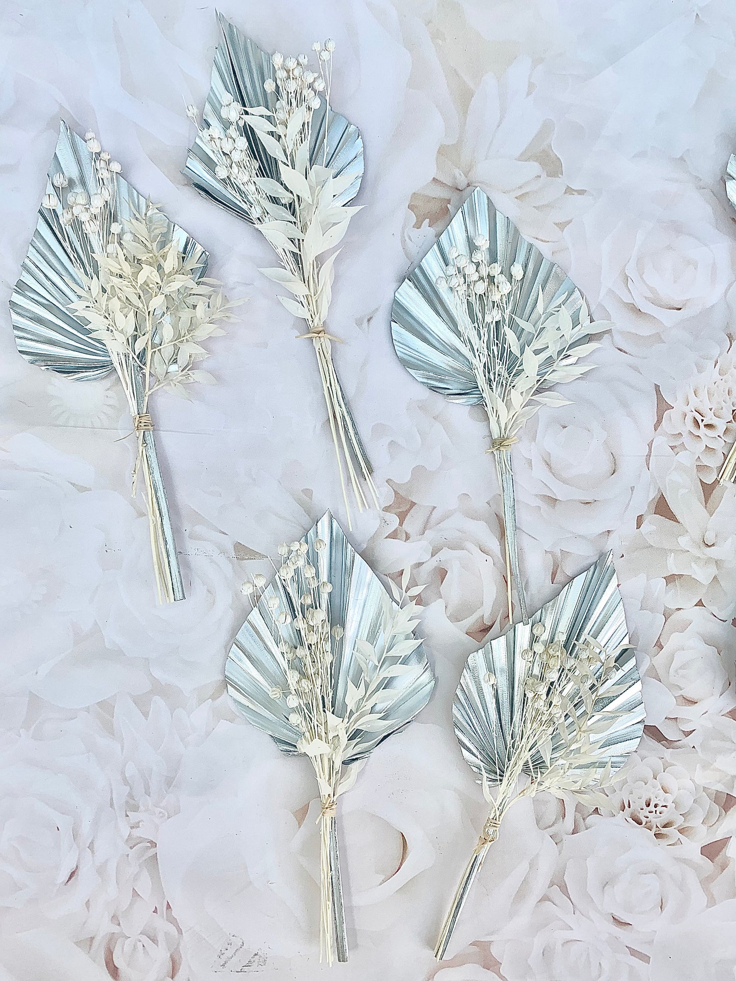 Silver white palm cake topper/ silver palm spear bouquet / table decoration/ wedding decoration/