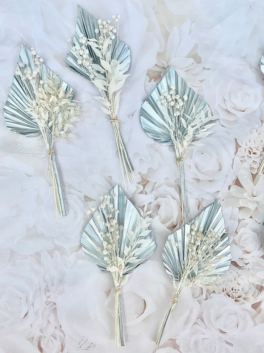 Silver white palm cake topper/ silver palm spear bouquet / table decoration/ wedding decoration/