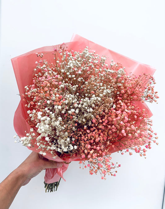 White and Pink Gypsophila bouquet with/without tennis bracelet/Dried Flower Bouquet / Gypsophila /Gift for her/ Dried Flowers home decor