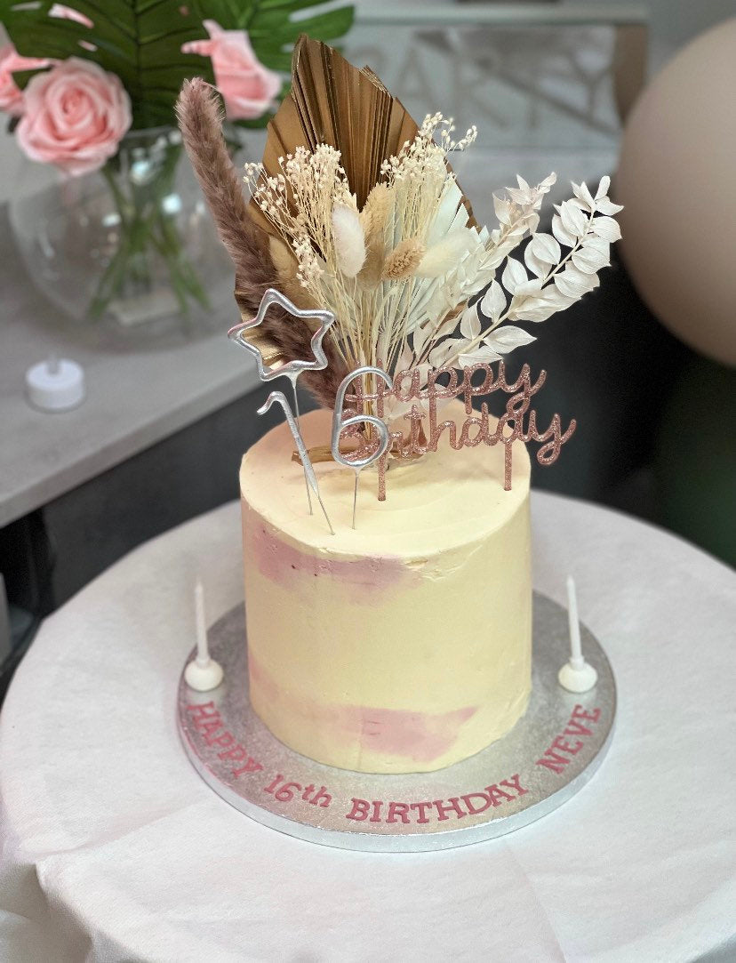 Palm Spear Dried Flowers Bouquet Cake Topper / letterbox dried flowers / dried flower cake topper / pampas cake topper