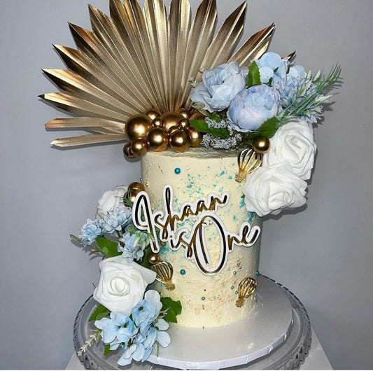 Cream and gold sun palm leaf / palm leaves/ palm spears / cake topper / palm cake topper