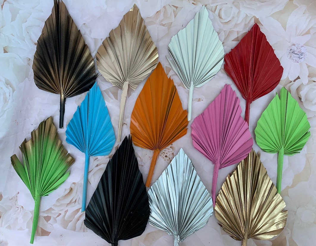 Dried Palm Spear Leaves ,black, pink, blue, gold, white, green orange palm spear, palm cake topper, palm decor, dried flowers cake decor