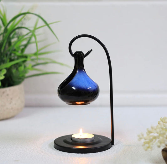 Tear Drop Blue Tea Light Holder/ Tear Drop wax melt burner