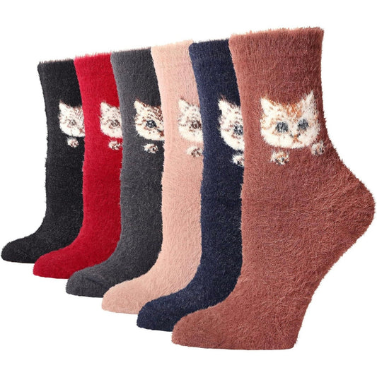 Warm cat winter fluffy Cashmere socks / women cat socks / cat socks / gift for her / cat owner gift